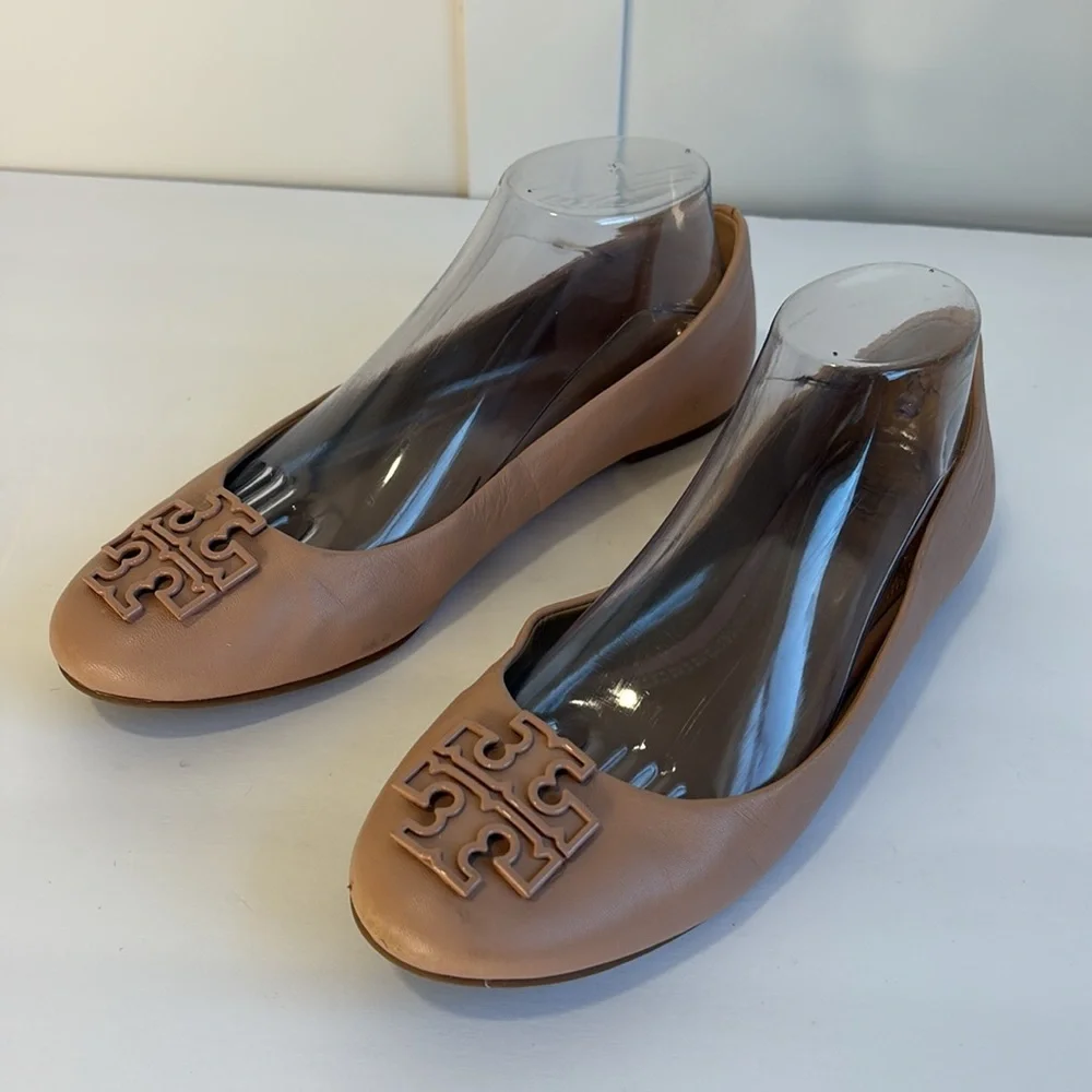 Tory Burch Melinda Powder Coated Blush/Tan Ballet Flats